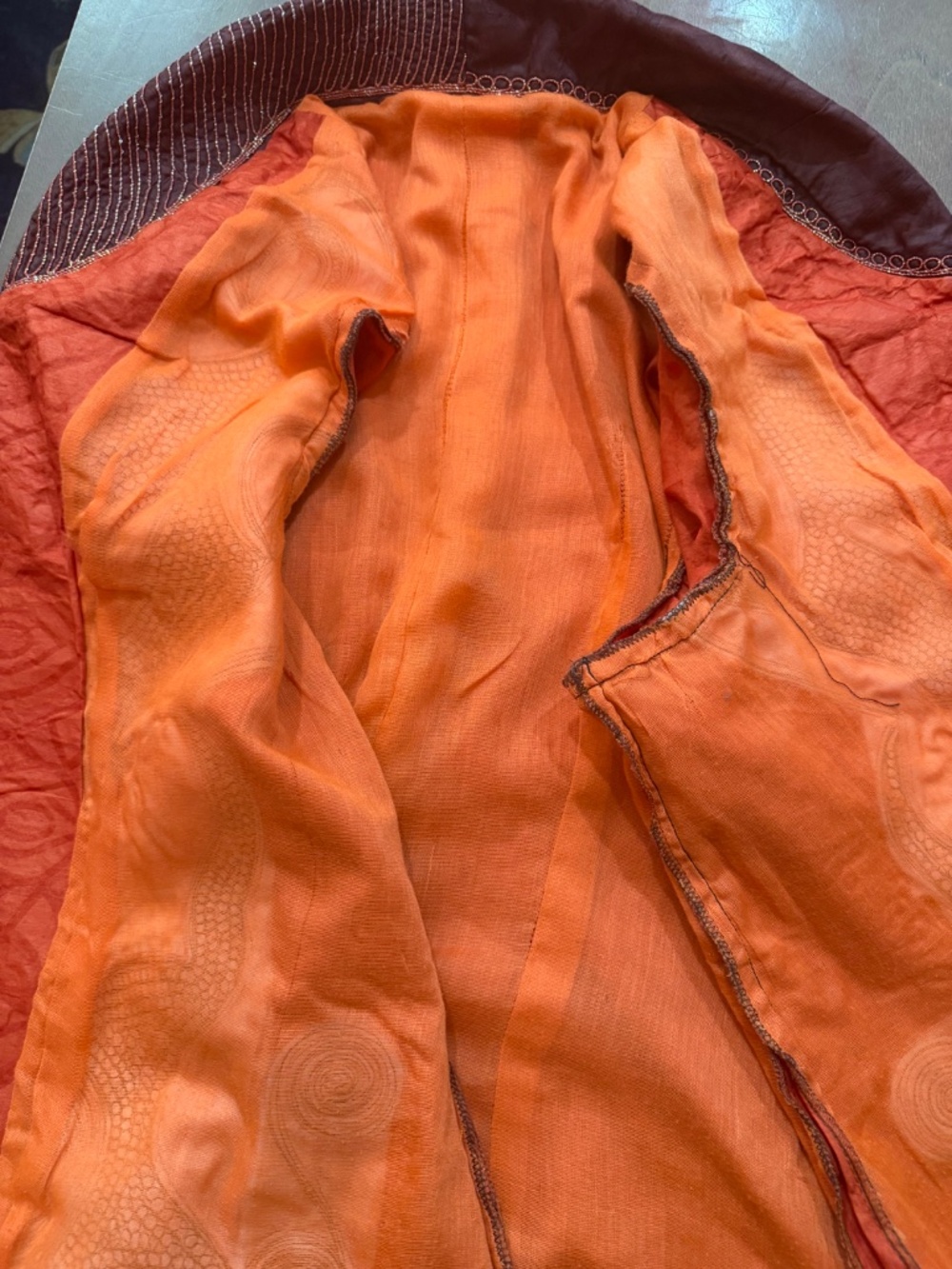 Unique, handmade orange embroidered jacket. - Picture 8 of 11